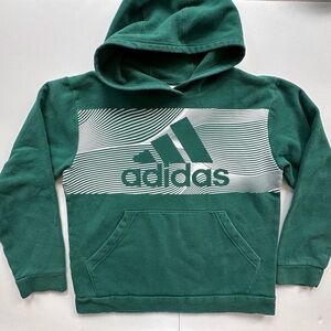 Adidas green & white long sleeve pullover hoodie boys‎ L 14-16